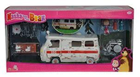 AMBULANCIA MASHA Y EL OSO CON FIGURA MASHA Y 2 LOBOS