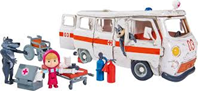 AMBULANCIA MASHA Y EL OSO CON FIGURA MASHA Y 2 LOBOS