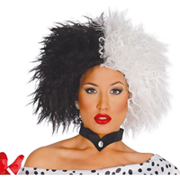 PELUCA RIZOS NEGROS Y BLANCOS