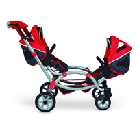 COCHE Y SILLA MUÑECA CITY PLEGABLE GEMELOS CON MANOPLAS 45X100X75 CM