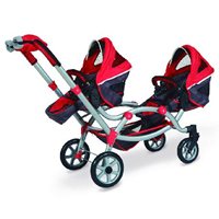 COCHE Y SILLA MUÑECA CITY PLEGABLE GEMELOS CON MANOPLAS 45X100X75 CM