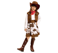 DISFRAZ INFANTIL VAQUERA MARRON Y BLANCO 3-4