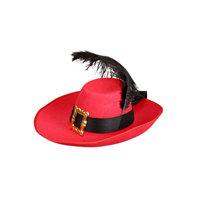 SOMBRERO MOSQUETERO NIÑO C/PLUMA ROJO