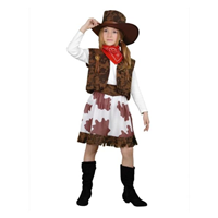 DISFRAZ INFANTIL VAQUERA MARRON Y BLANCO 7-9