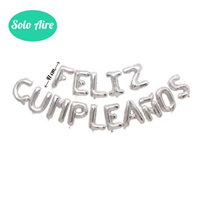  SET GLOBOS FOIL FELIZ CUMPLEAÑOS PLATA 15 PIEZAS DE 45 CTM 