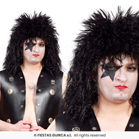 Peluca rockero negra en caja