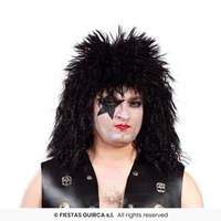 Peluca rockero negra en caja