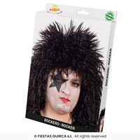 Peluca rockero negra en caja