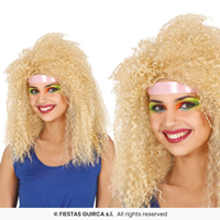 PELUCA MELENA RUBIA CON RIZOS EN CAJA