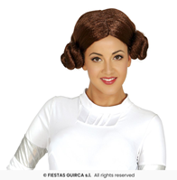 PELUCA CASTAÑA CON MOÑOS EN CAJA