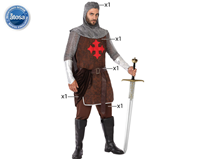 DISFRAZ CABALLERO CRUZADAS MARRÓN T- M/L