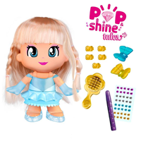 Figura Pinypon Pop & Shine Cuentos 17 cm con pelo real que podrás convertir en princesa con purpurina y cristales.
