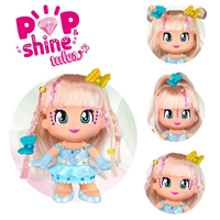Figura Pinypon Pop & Shine Cuentos 17 cm con pelo real que podrás convertir en princesa con purpurina y cristales.