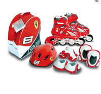 PATIN LINEA FERRARI TALLA 35 A 38 CON CASCO Y PROTECCIONES MOCHILA