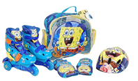 PATIN LINEA BOB ESPONJA TALLA 31 A 34 CON CASCO Y PROTECCIONES MOCHILA