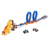 Pista Metal Machines Dinosaurio, con 2 loopings, inlcuye 1 coche 40x30x8cm