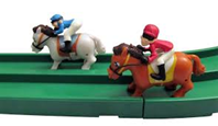 Juego de pista de carreras de caballo para niños con 2 caballos de carreras