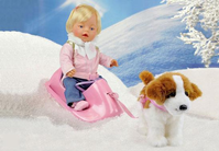 BABY BORN BASICO CON TRINEO Y PERRO SAN BERNARDO ANDADOR