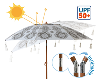 PARASOL BOHO/FALDÓN 200 CM ORIENT. ALUMINIO OXFORD UPF50+ 210D 2 ST. 22/25MM