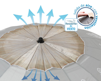 PARASOL BOHO/FALDÓN 220 CM ORIENT. ALUMINIO OXFORD UPF50+ 210D 2 ST. 28/32 MM