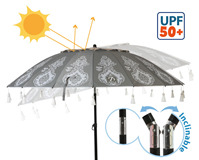 PARASOL BOHO/FALDÓN 220 CM ORIENT. ALUMINIO OXFORD UPF50+ 210D 2 ST. 28/32 MM