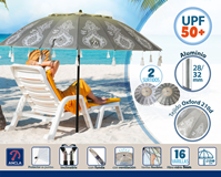 PARASOL BOHO/FALDÓN 240 CM ORIENT. ALUMINIO OXFORD UPF50+ 210D 2 ST. 28/32 MM