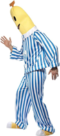 Smiffys Disfraz de Bananas en pijamas, Azul, con parte arriba, pantalón, adorno para la cabeza, fundas los zapatos y letras intercambiables Halloween TALLA M