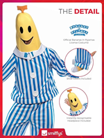 Smiffys Disfraz de Bananas en pijamas, Azul, con parte arriba, pantalón, adorno para la cabeza, fundas los zapatos y letras intercambiables Halloween TALLA M