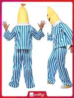Smiffys Disfraz de Bananas en pijamas, Azul, con parte arriba, pantalón, adorno para la cabeza, fundas los zapatos y letras intercambiables Halloween TALLA M