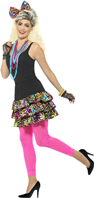 Kit Smiffys para chica fiestera de los 80, multicolor (talla S)