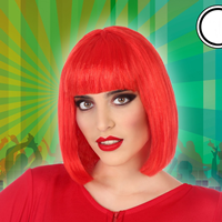 PELUCA MEDIA MELENA CON FLEQUILLO  ROJA 