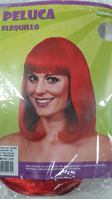 PELUCA MEDIA MELENA CON FLEQUILLO  ROJA 