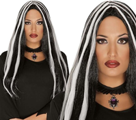 PELUCAS MELENAS BRUJA NEGRA/BLANCA 60 CM