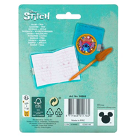 MINI DIARIO STITCH + BOLIGRAFOS POMPOM+CANDADO 