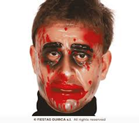 CARETA  PLASTICO TRANSPARENTE CON SANGRE