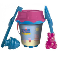 Cubo de playa peppa pig con moldes