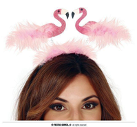 DIADEMA 2 FLAMENCOS CON PLUMAS