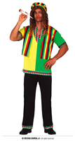 Disfraz jamaicano adulto t-m gorro,camiseta con chaleco,pantalon TA M