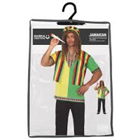 Disfraz jamaicano adulto t-m gorro,camiseta con chaleco,pantalon TA M