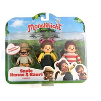 Pack de 3 figurines Ouaps Monchhichi Kauri, Saule et Hanae 7,5 cm