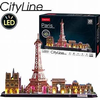 Puzzle 3D City line Paris con luces LED 115 piezas