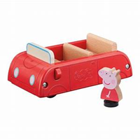 Peppa Pig - Coche rojo de madera con figura