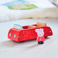 Peppa Pig - Coche rojo de madera con figura