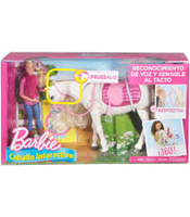 MUÑECA BARBIE Y CABALLO SUPERINTERACTIVO 30 ACCIONES Y MELODIAS