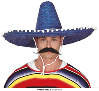 SOMBRERO MEXICANO PAJA 60 CMS. AZUL