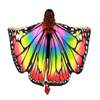  Capa de alas de mariposa de 140 cm de largo para niñas y mujeres, disfraz de mariposa colorida, alas de mariposa para adultos, chal de fiesta de hadas, capa de duendecillo para carnaval,